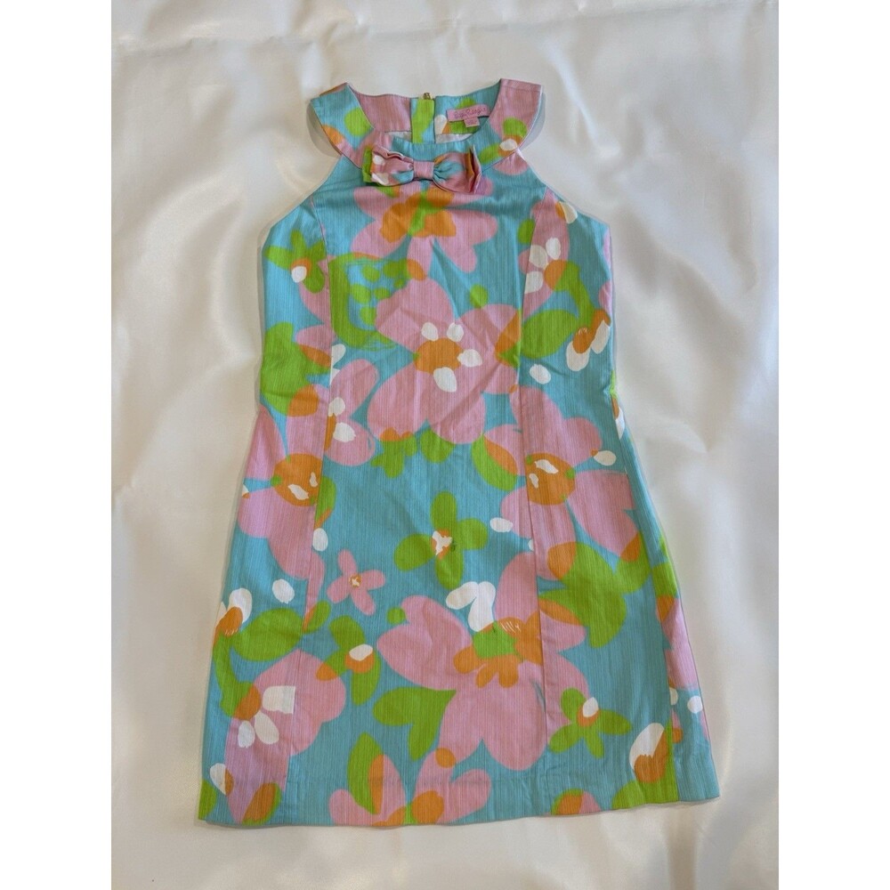 Lilly Pulitzer Big Girl Shorely Blue Pink Mojo Sleeveless Shift Sz 14 B
